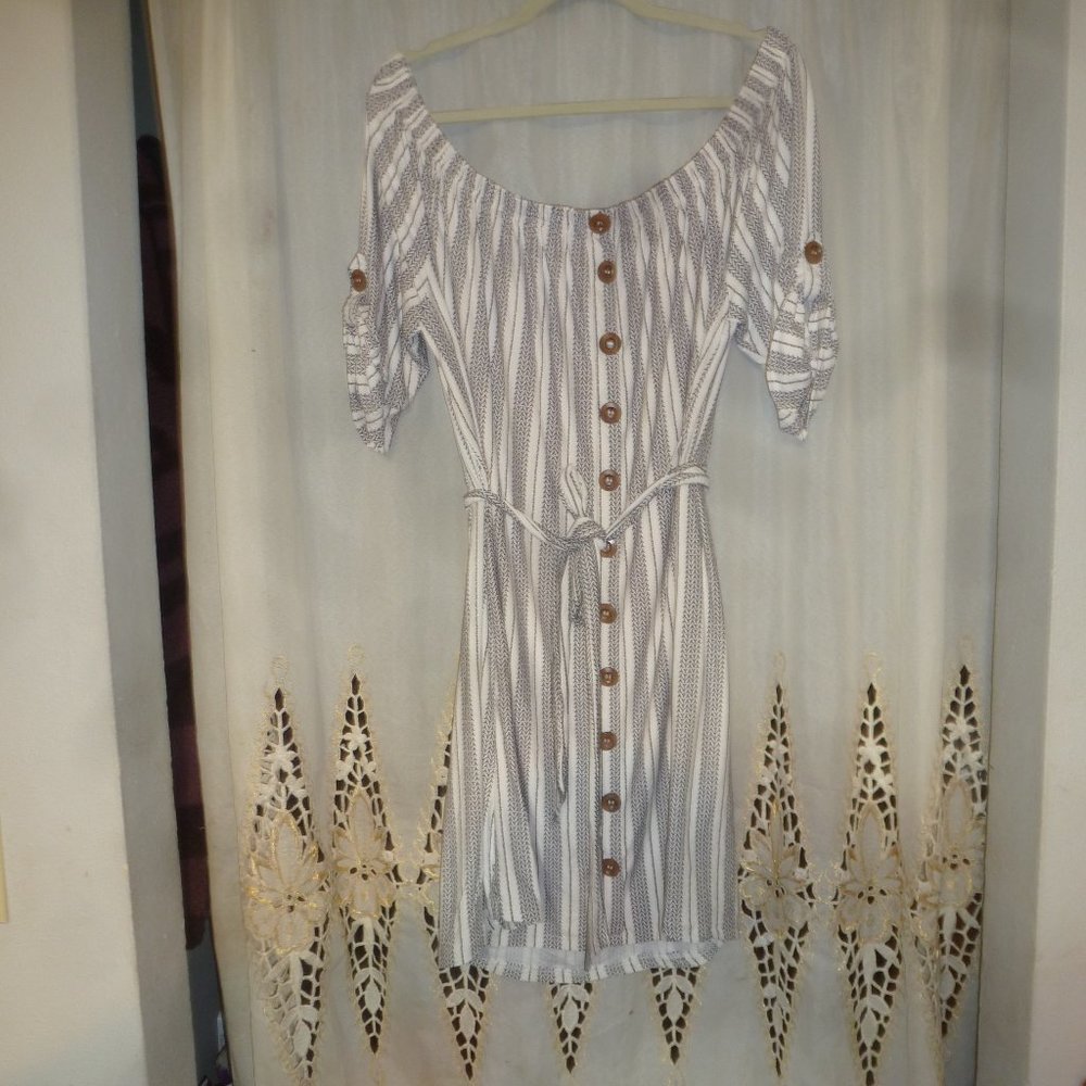 J for Justify Black & White Striped Midi Dress 3x